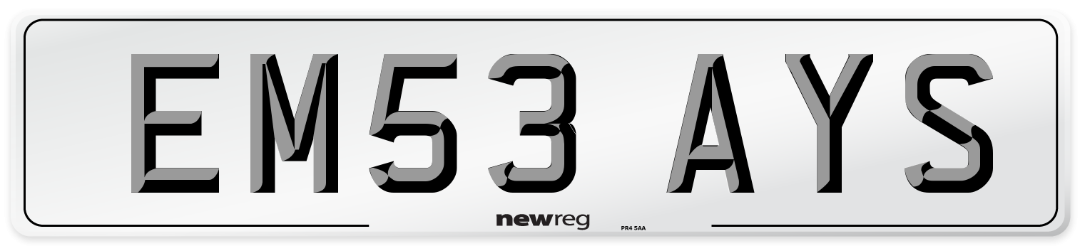EM53 AYS Number Plate from New Reg